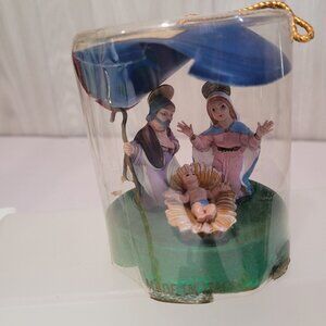 VINTAGE Christmas Nativity Scene Bavarian Forest Germany Hand Painted Ornament